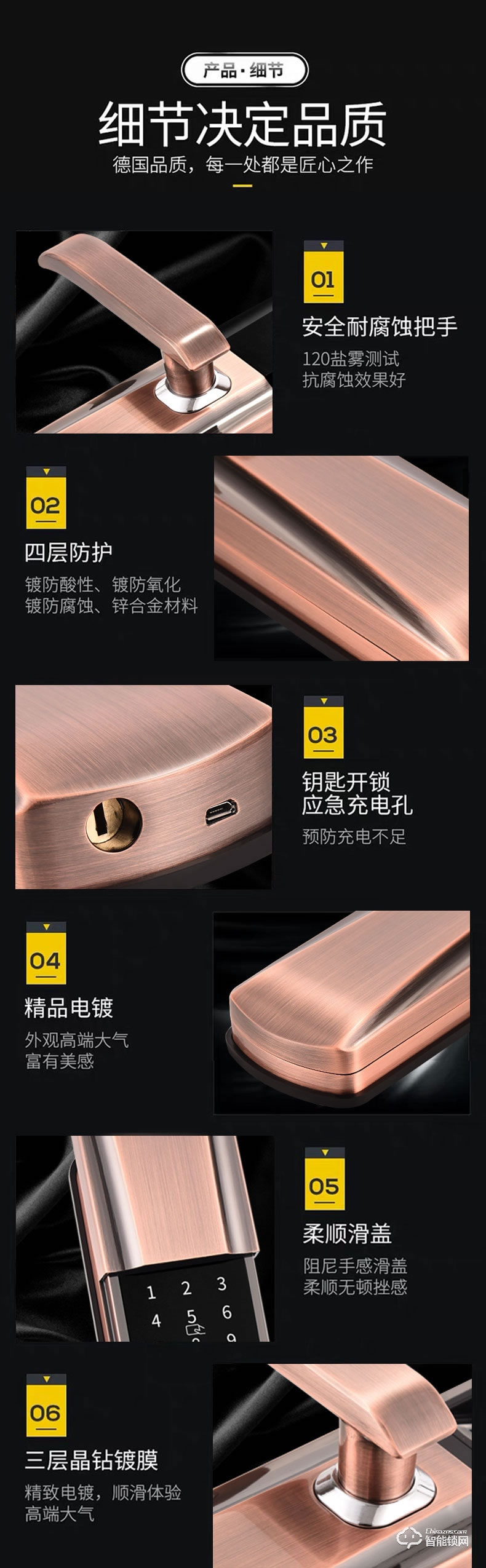 司浦特智能鎖 滑蓋指紋鎖防盜門大門智能鎖