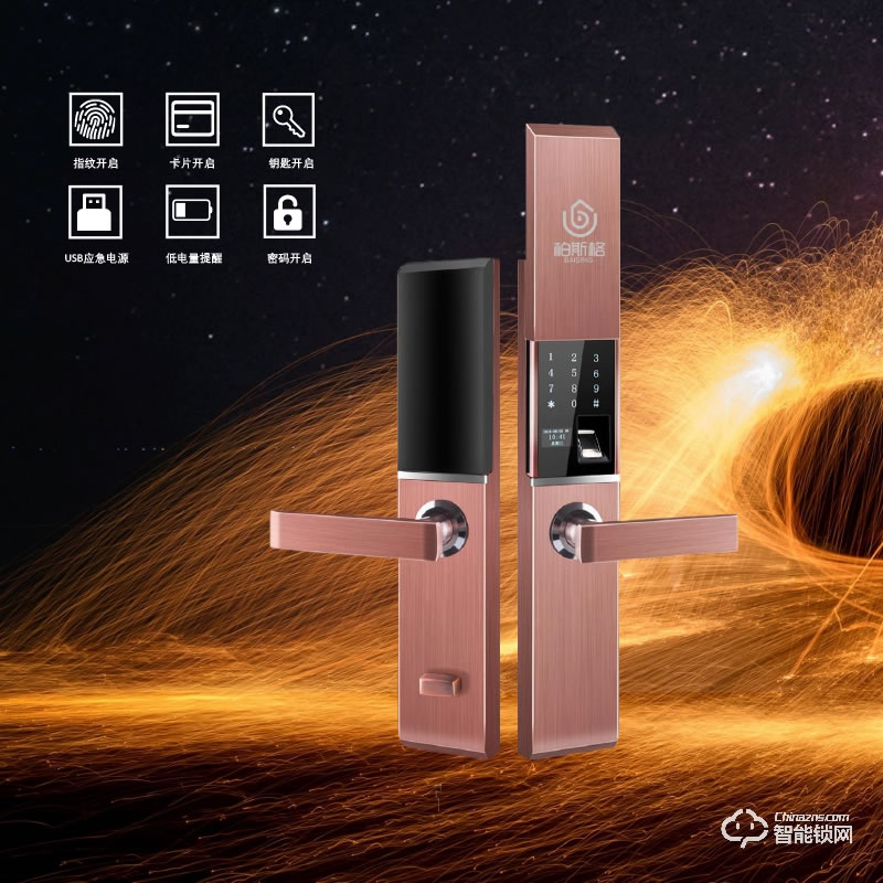 柏斯格智能鎖 Z6自動滑蓋指紋密碼鎖電子鎖