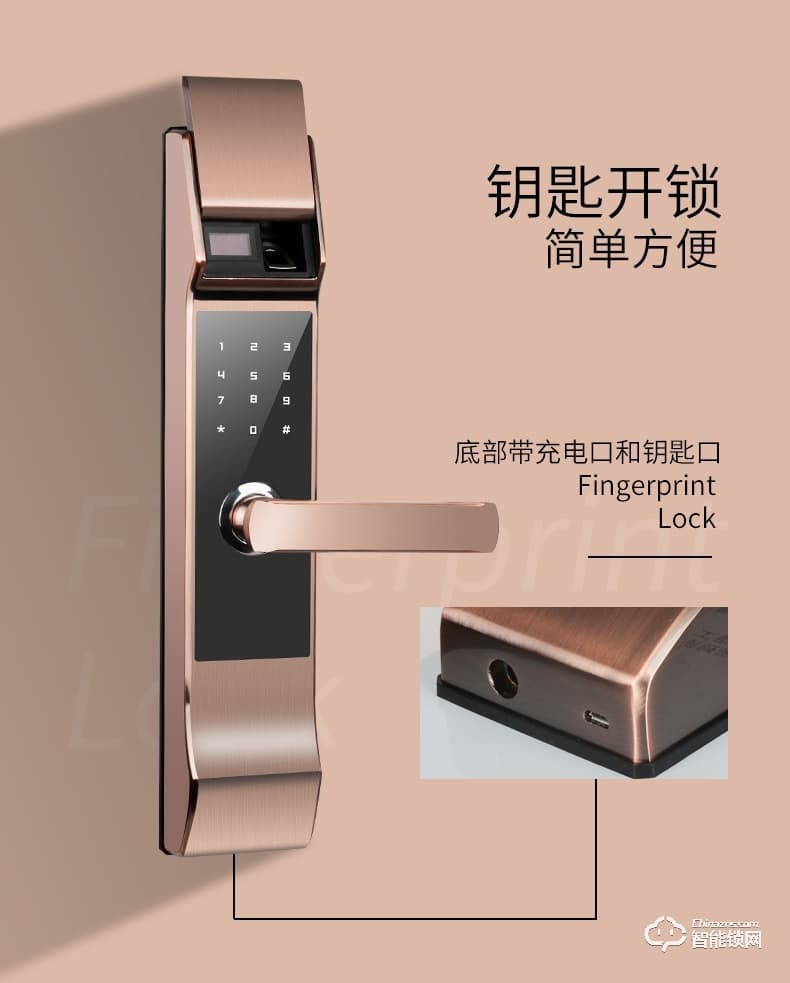 艾爾邁智能鎖 全自動小滑蓋智能門鎖