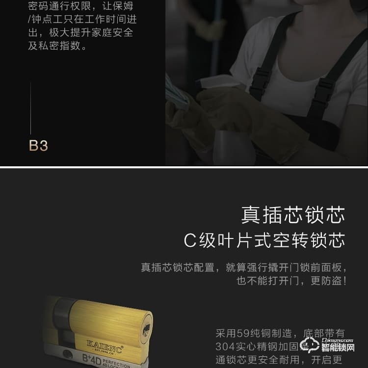 凱恩斯智能鎖 B3入戶門(mén)鎖防盜門(mén)鎖感應(yīng)鎖