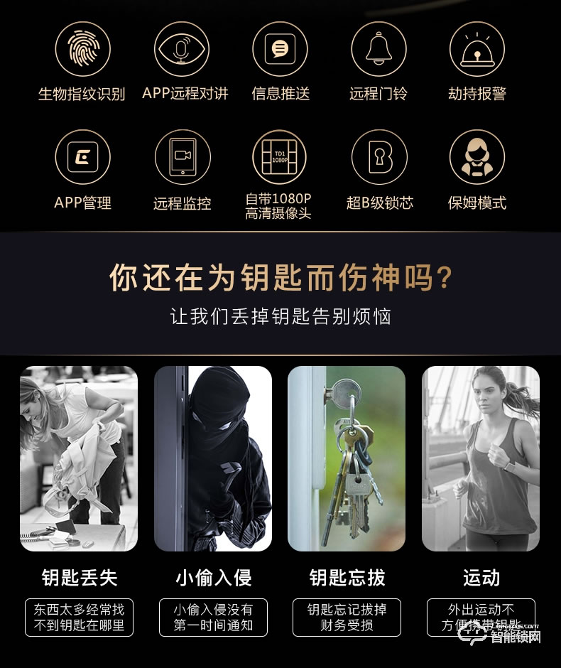 樂橙智能鎖 K5遠程監控電子密碼智能門鎖