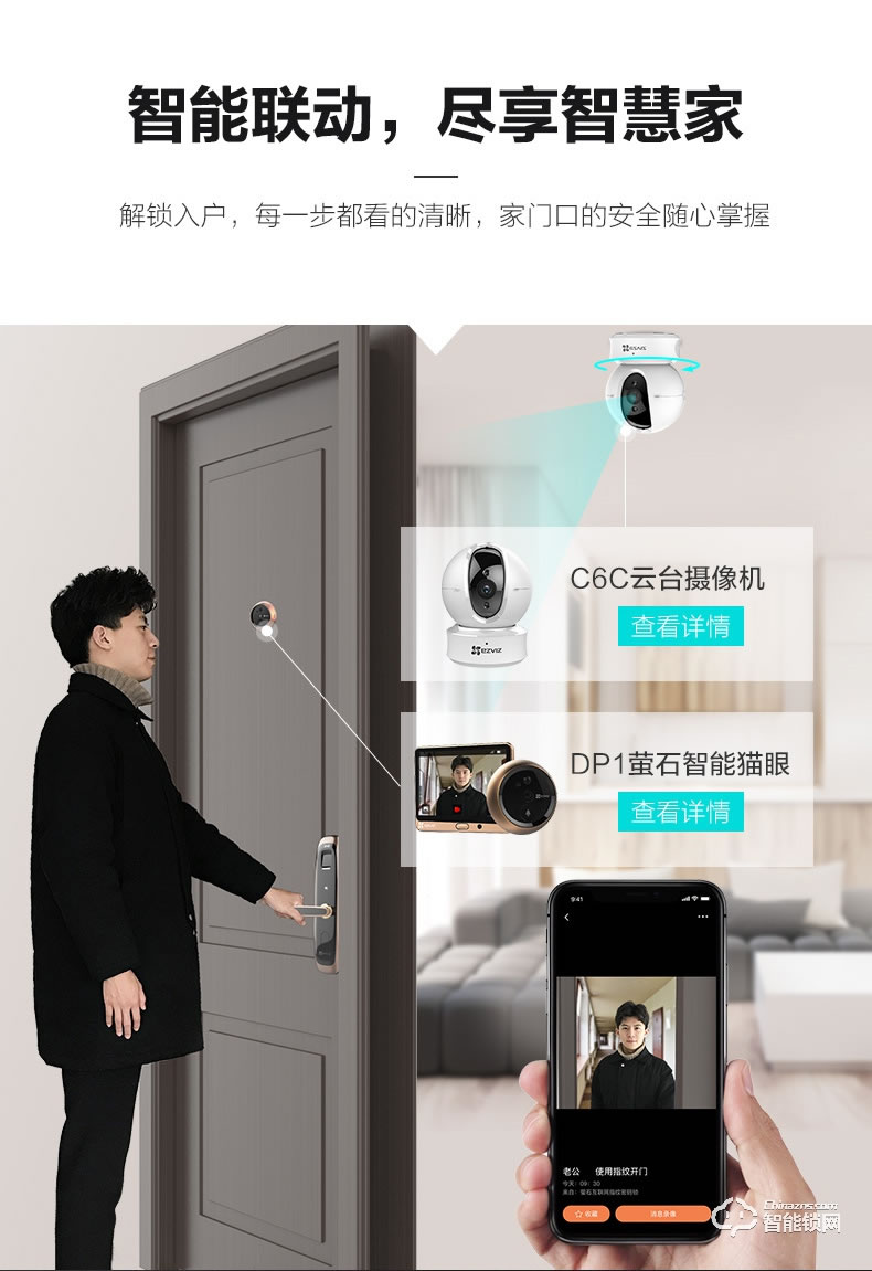 螢石智能鎖 DL21S家用互聯網防盜門電子鎖