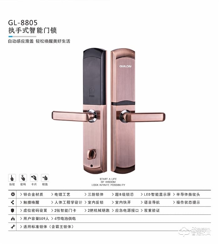 桂瓏智能鎖 GL8805電子鎖通用磁卡鎖