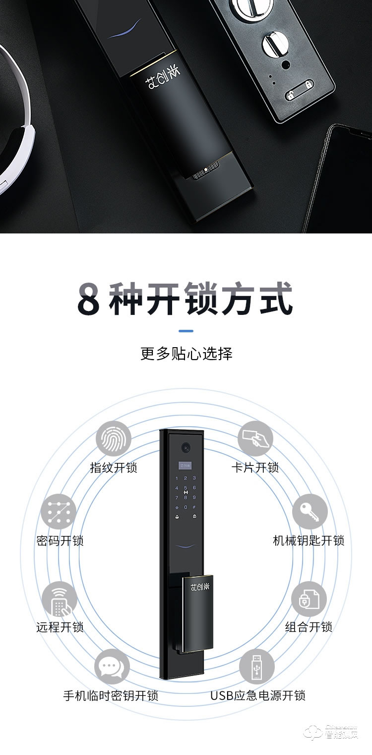 艾創(chuàng)米智能鎖 Q5L監(jiān)控?cái)z像頭視頻貓眼指紋鎖