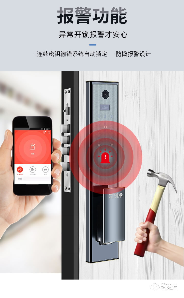 艾創(chuàng)米智能鎖 Q5L監(jiān)控?cái)z像頭視頻貓眼指紋鎖