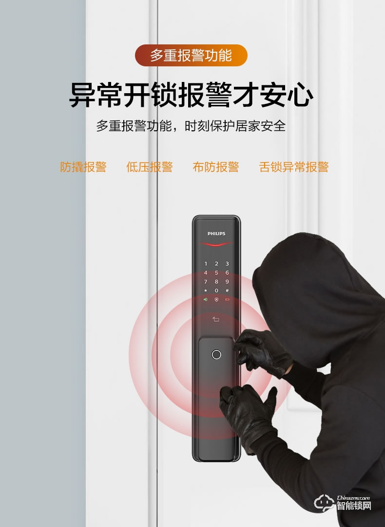 飛利浦智能鎖 6300推拉式全自動電子密碼鎖