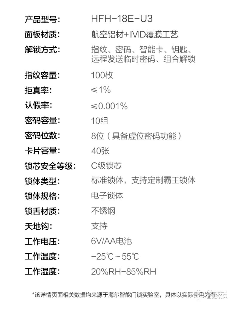 海爾智能鎖 E18直板式防盜門智能門鎖電子密碼鎖