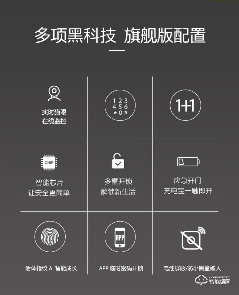 華拓智能鎖 H3X全自動(dòng)內(nèi)置快開(kāi)把手防盜門(mén)鎖