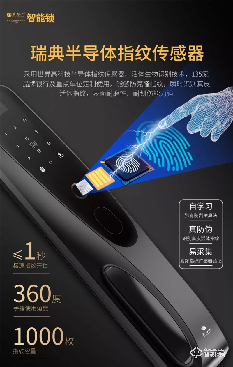 豪力士智能鎖 未來二號家用防盜門電子鎖