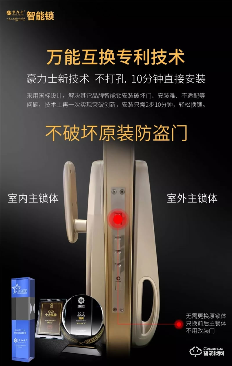 豪力士智能鎖 未來二號家用防盜門電子鎖