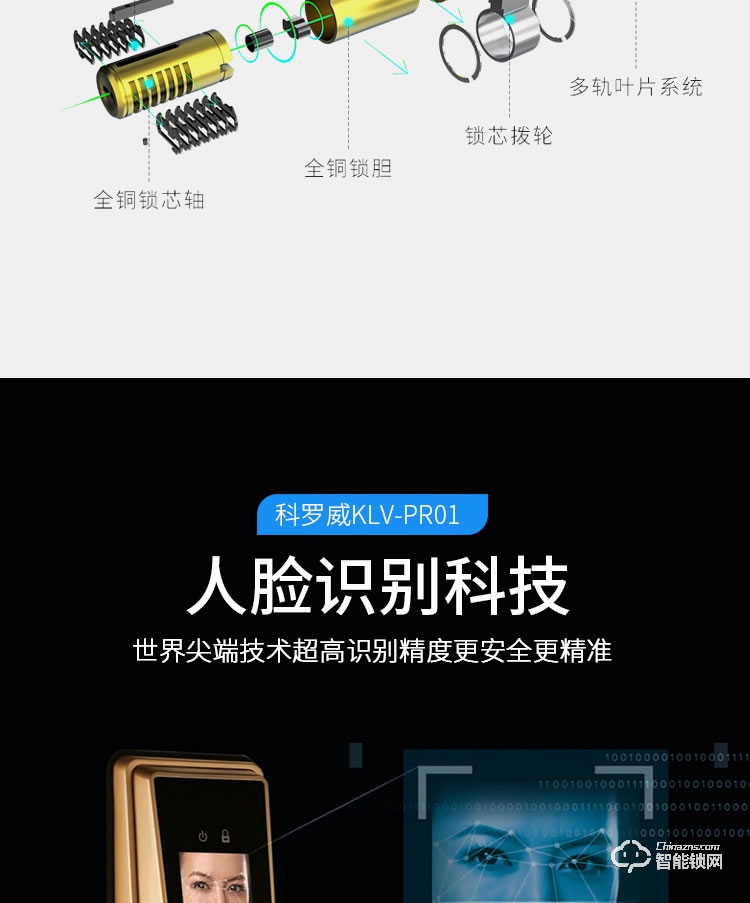 科羅威智能鎖 KLV-PR01全自動人臉識別智能鎖
