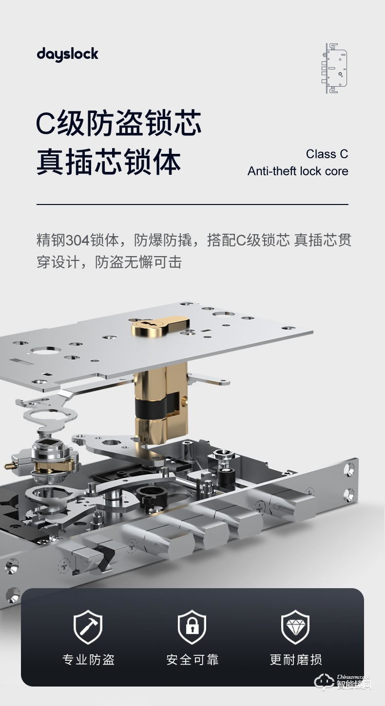 戴司智能鎖 D1/D1-V可視貓眼智能鎖家用防盜門鎖