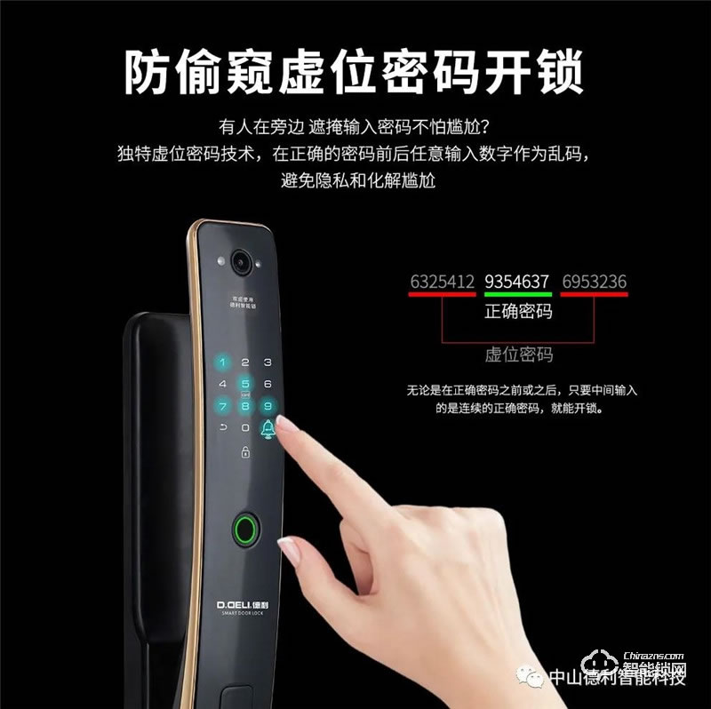 德利智能鎖 DZ010A全自動可視貓眼安防指紋鎖