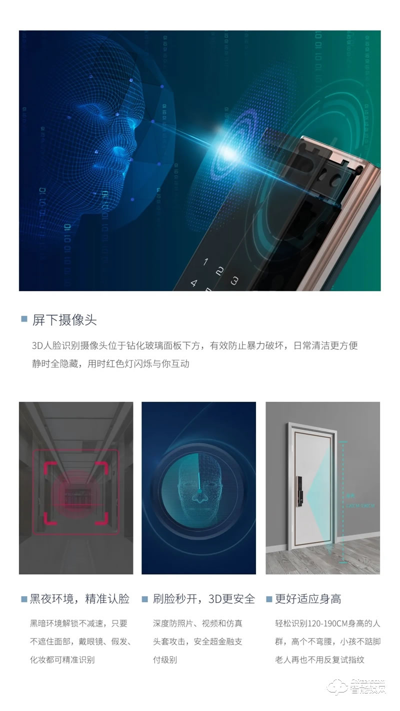 因特智能鎖 VF5-M人臉識別全功能智能鎖