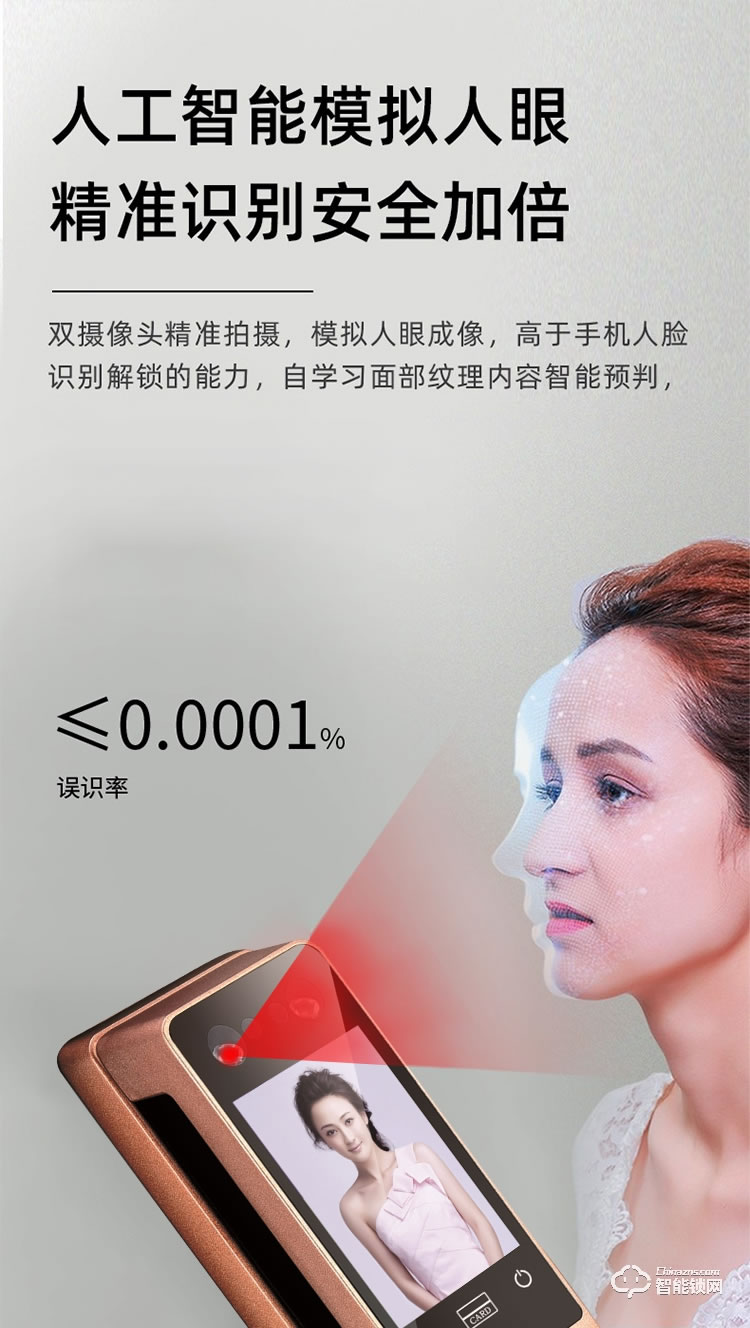 依蒙智能鎖 X3全自動3D人臉識別指紋鎖