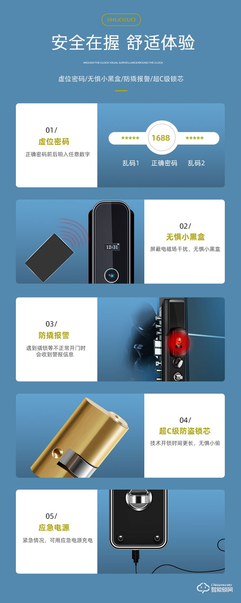 安耐智能鎖 海之藍全自動智能鎖