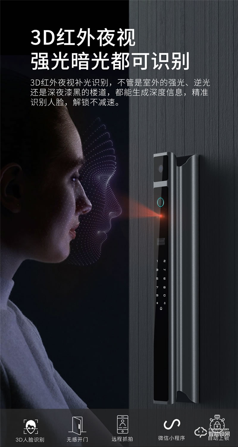 魅指智能鎖 3D紅外夜視補(bǔ)光識(shí)別