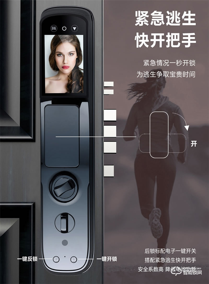 洛克曼G10智能鎖3D人臉識(shí)別 超C級(jí)鎖芯