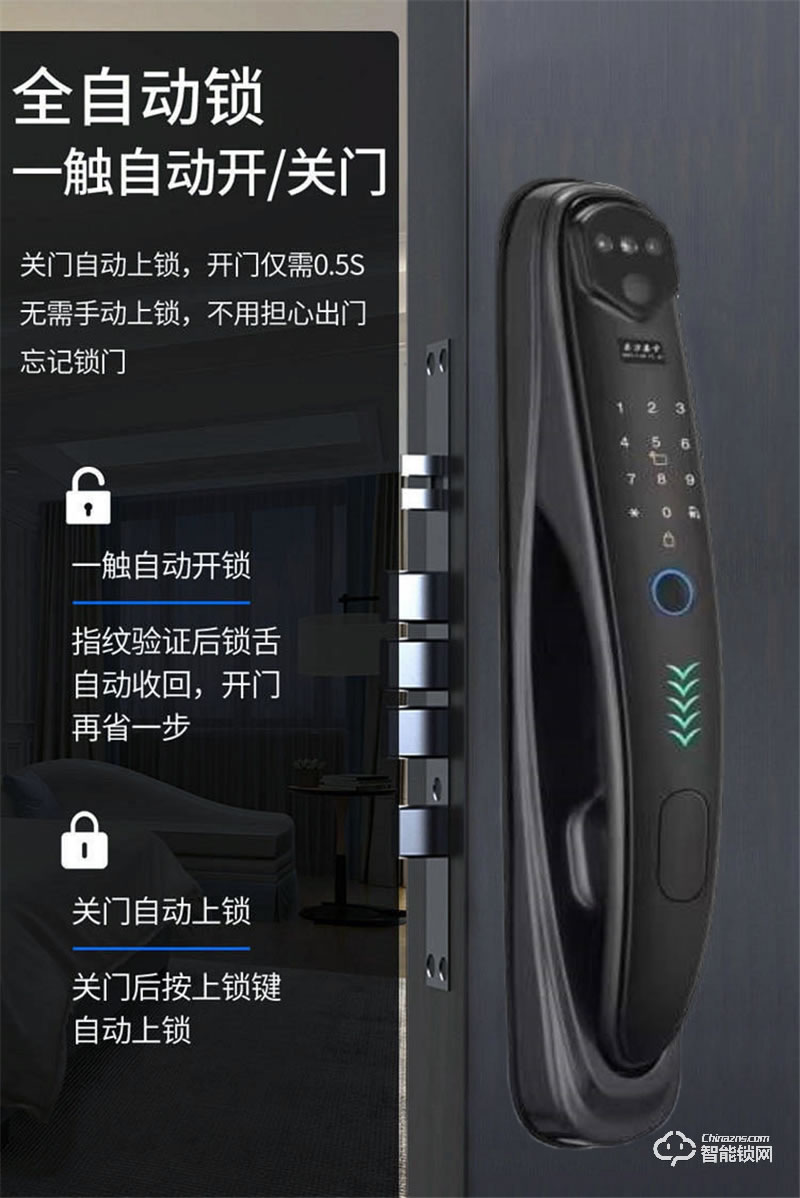 洛克曼S12-2智能鎖3D人臉識別 超C級鎖芯