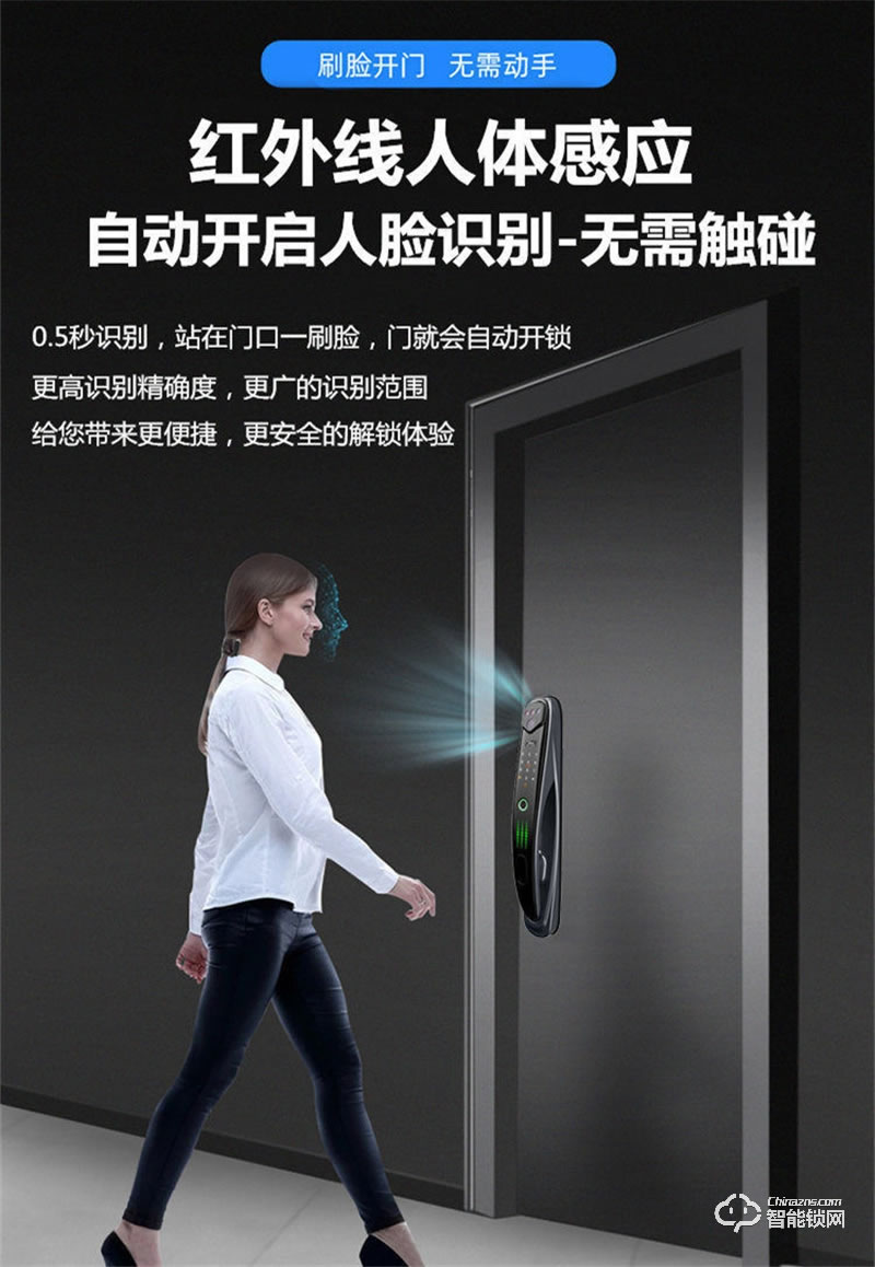 洛克曼S12-2智能鎖3D人臉識別 超C級鎖芯