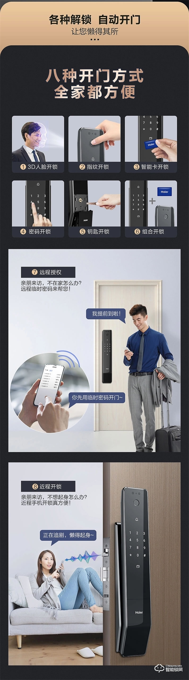 海爾智能鎖31S指紋鎖家用防盜門全自動3D人臉識別密碼鎖31S