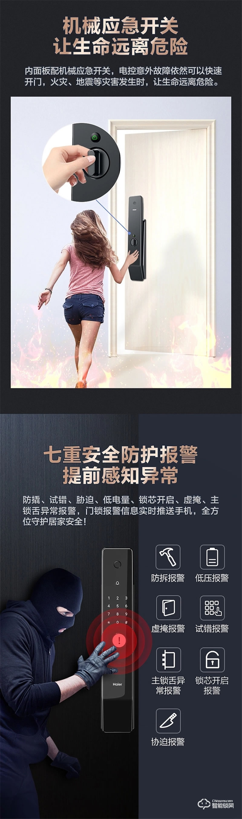 海爾智能鎖P31 新一代FPC指紋識別技術