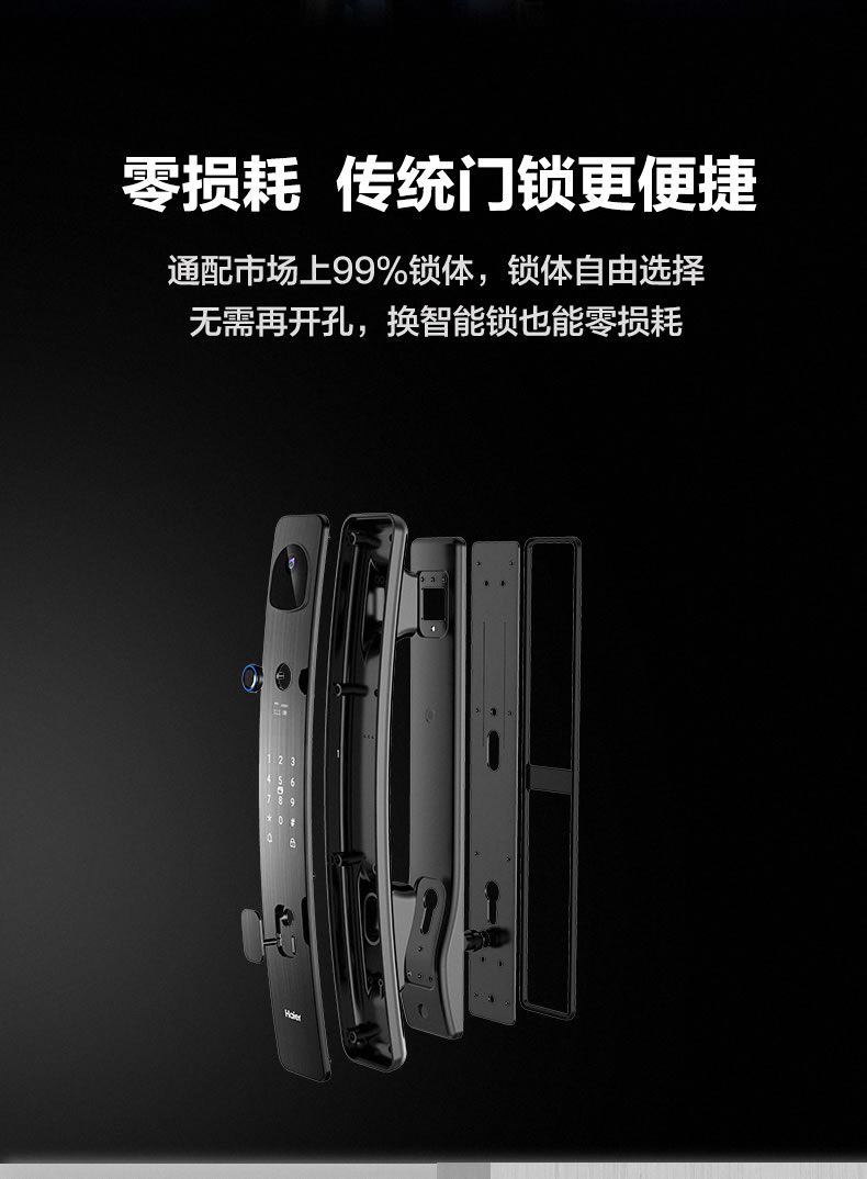 海爾智能鎖28V可視貓眼指紋鎖家用防盜門密碼鎖V28