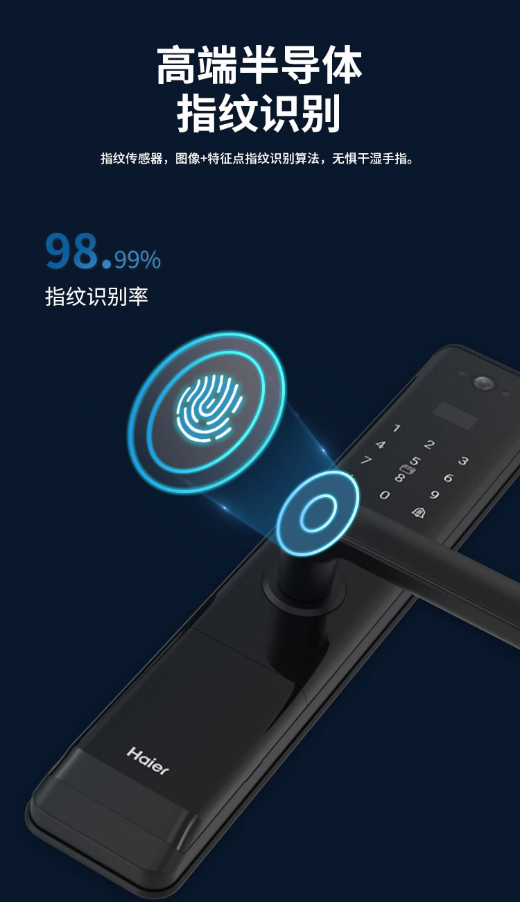 海爾貓眼鎖28EV室內帶屏指紋鎖家用防盜門電子門鎖密碼鎖EV28