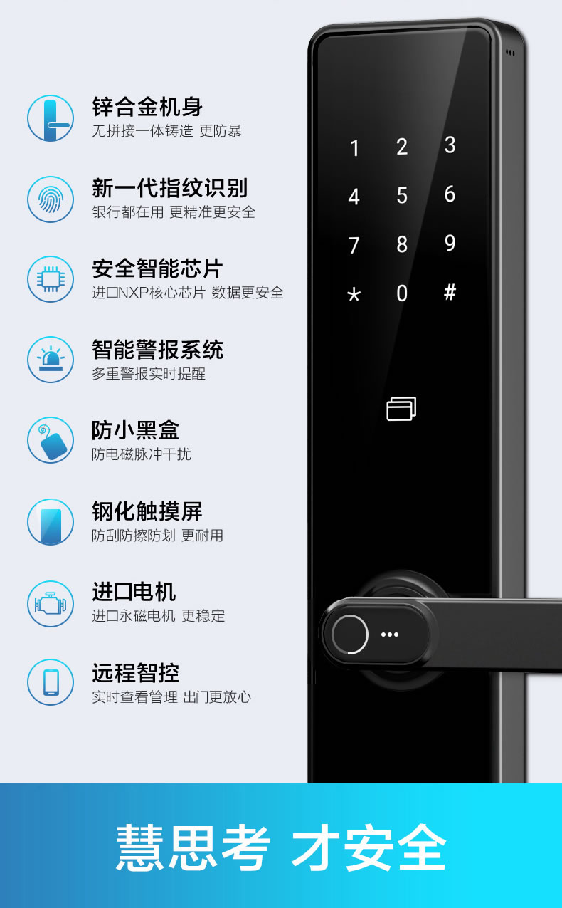 海爾指紋鎖20E家用防盜門入戶門磁卡密碼電子鎖20E
