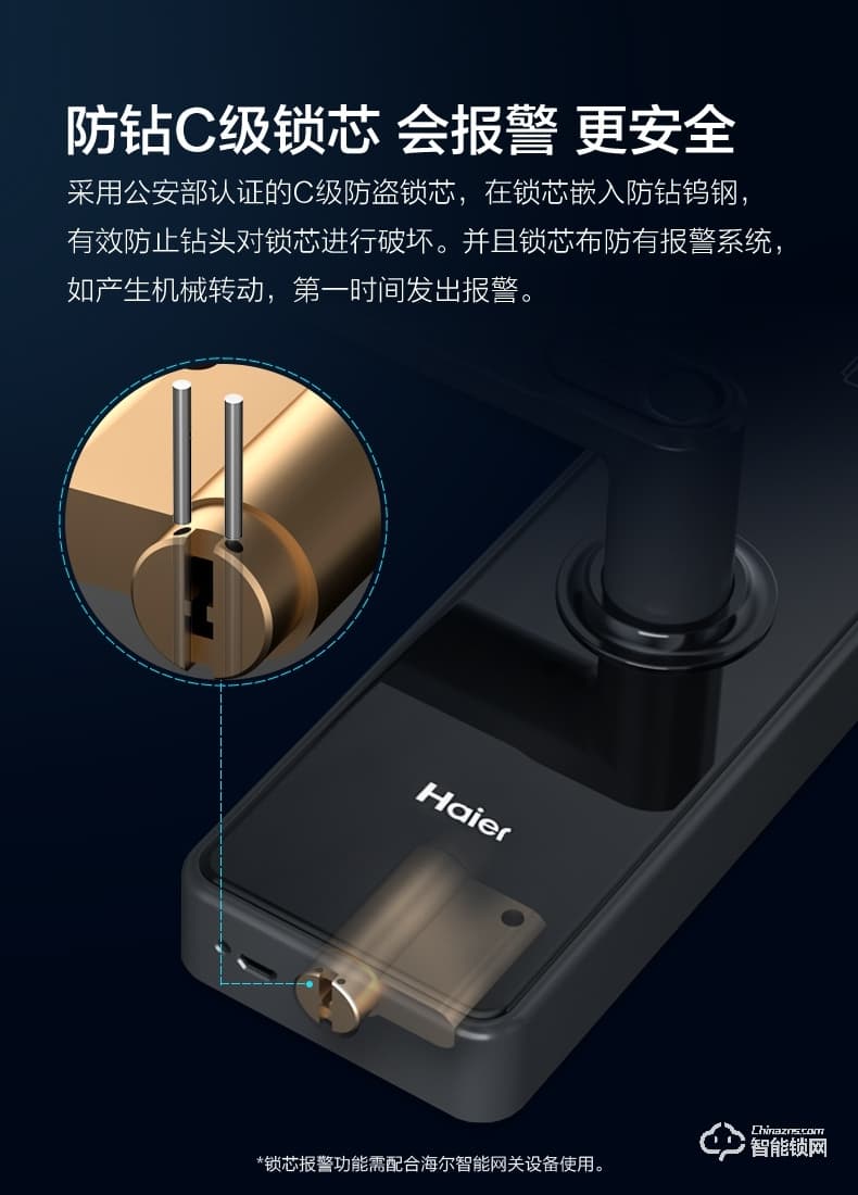 海爾20E智能鎖 2.5D高強(qiáng)度鋼化屏