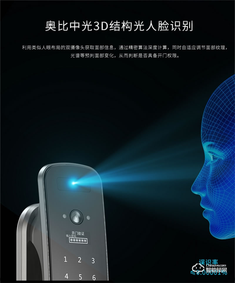 超人3D人臉智能鎖Q9-3RM 全自動鎖體