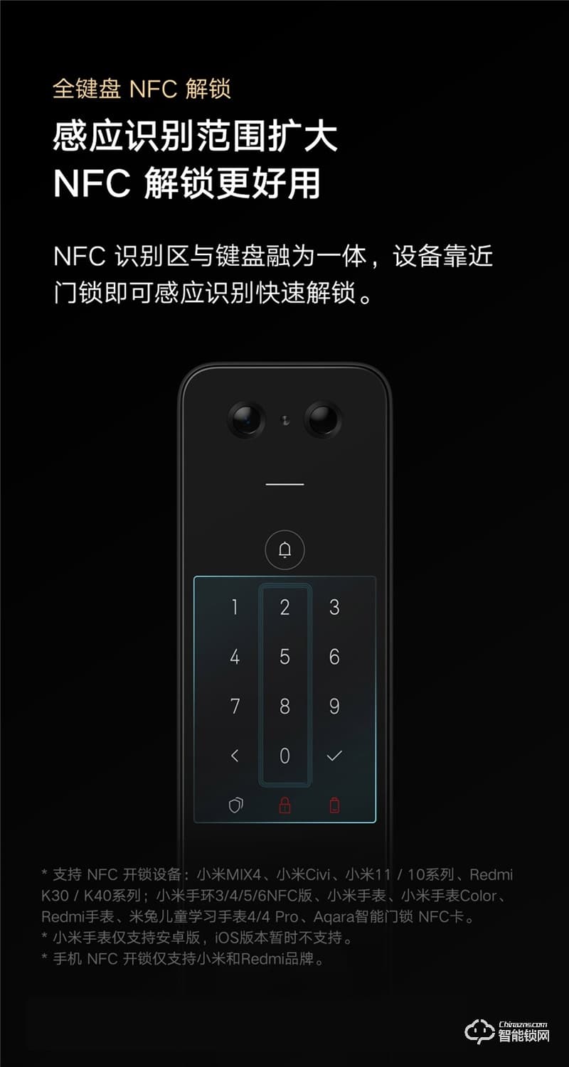 小米全自動(dòng)智能門鎖 Pro 家用防盜門密碼鎖智能門鎖可視貓眼電子門鎖