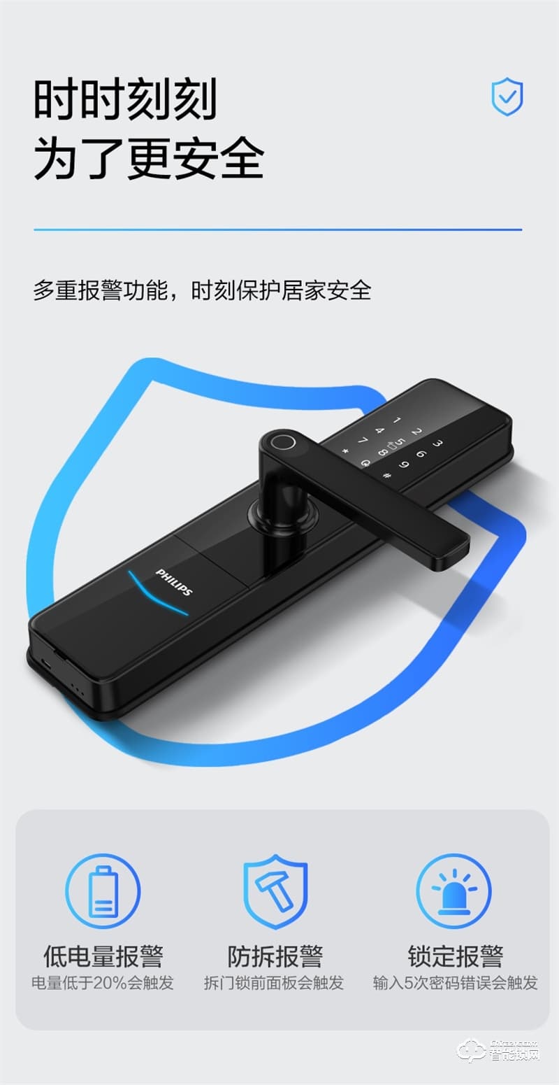 飛利浦智能鎖DDL603E 指紋家用防盜門WIFI密碼電子鎖