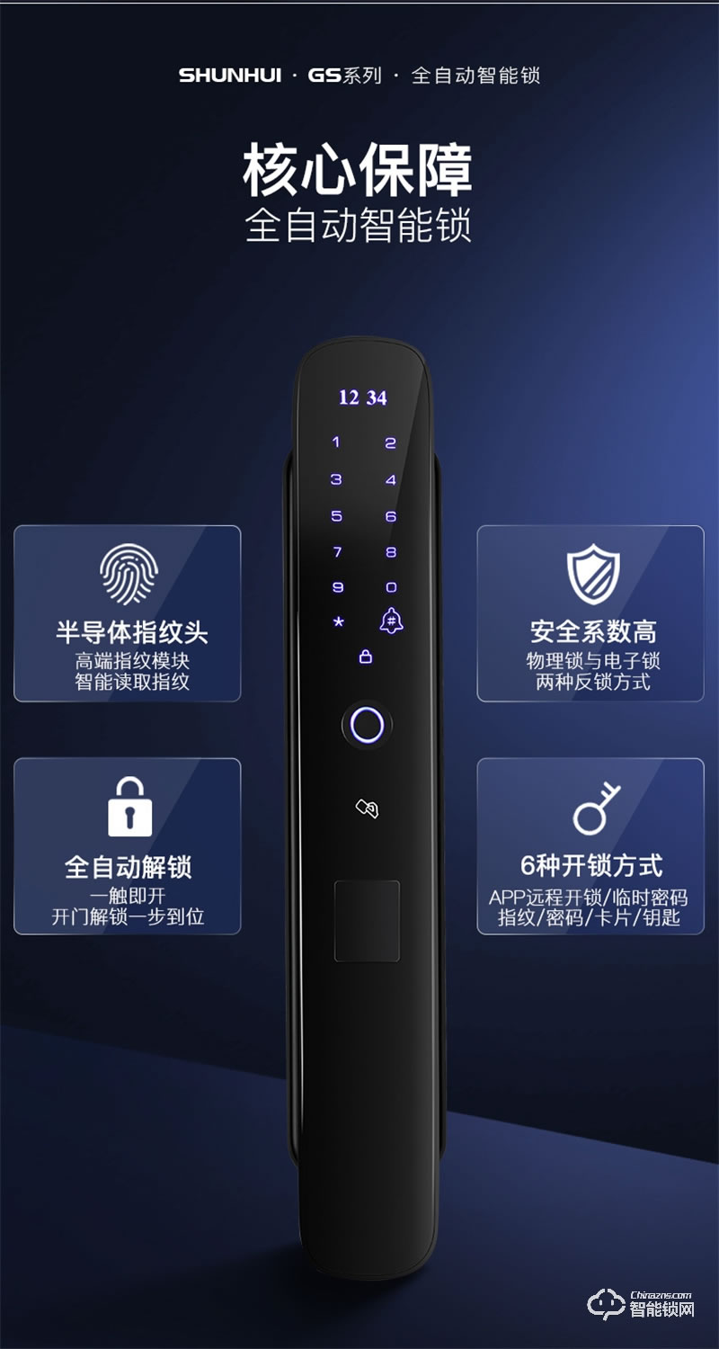 蘭博GS5揚帆起航指紋鎖 智能鎖家用防盜門鎖智能門鎖