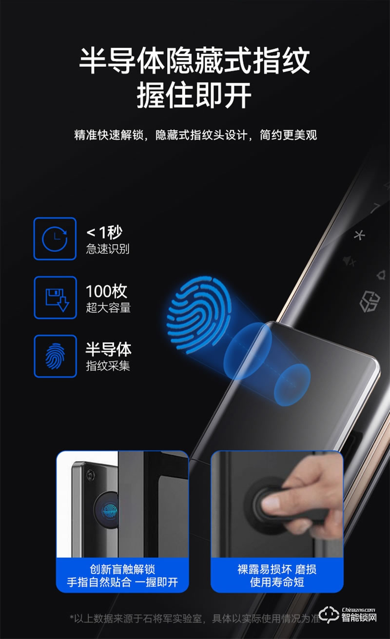 石將軍J1全自動指紋鎖 家用防盜門智能鎖