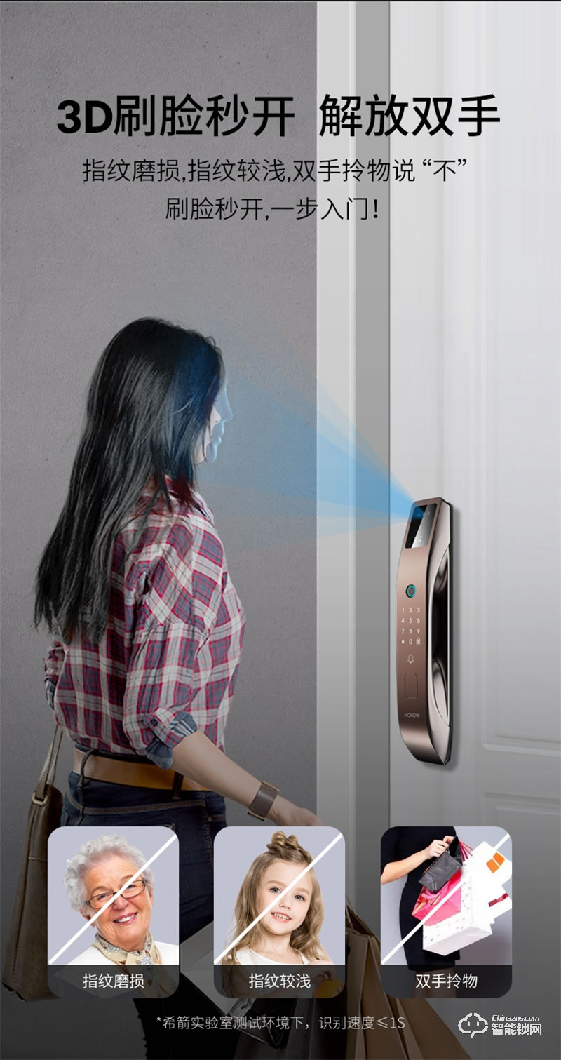 希箭指紋鎖R10真3D人臉識別智能門鎖 家用防盜門電子鎖