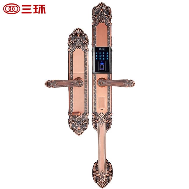 三環指紋鎖 歐式復古別墅大門密碼鎖 雙開門電子鎖