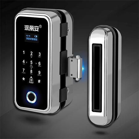 深麗安智能鎖 玻璃門指紋鎖單雙平移推拉門免開孔鎖