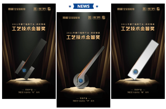 頂固安全門鎖榮獲2021年度門墻柜行業(yè)·供應鏈類“工藝技術金智獎”